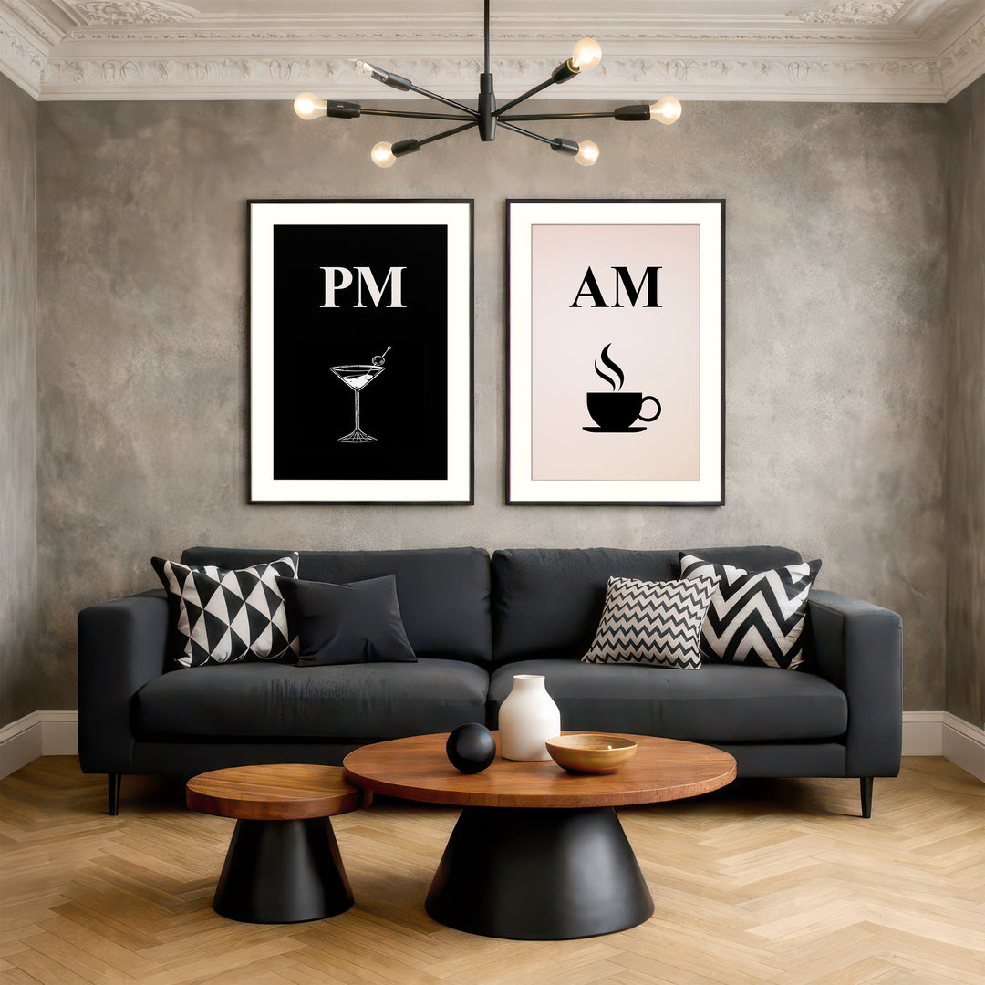 AM PM Wall Art Prints Set of 2