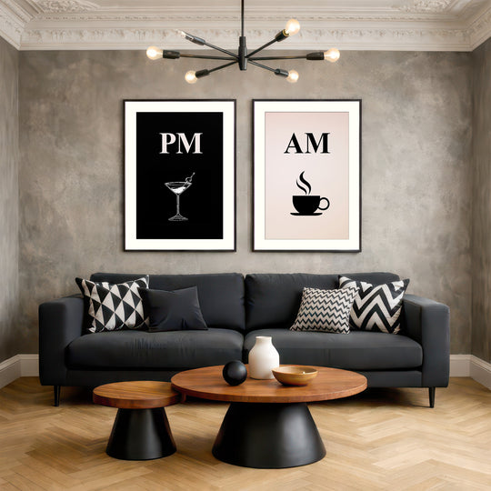 AM PM Wall Art Prints Set of 2