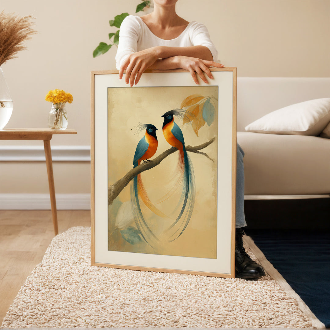 Elegant Tropical Birds Wall Art Print