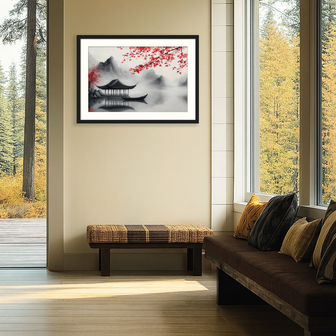 Red Maple Lake Wall Art Print