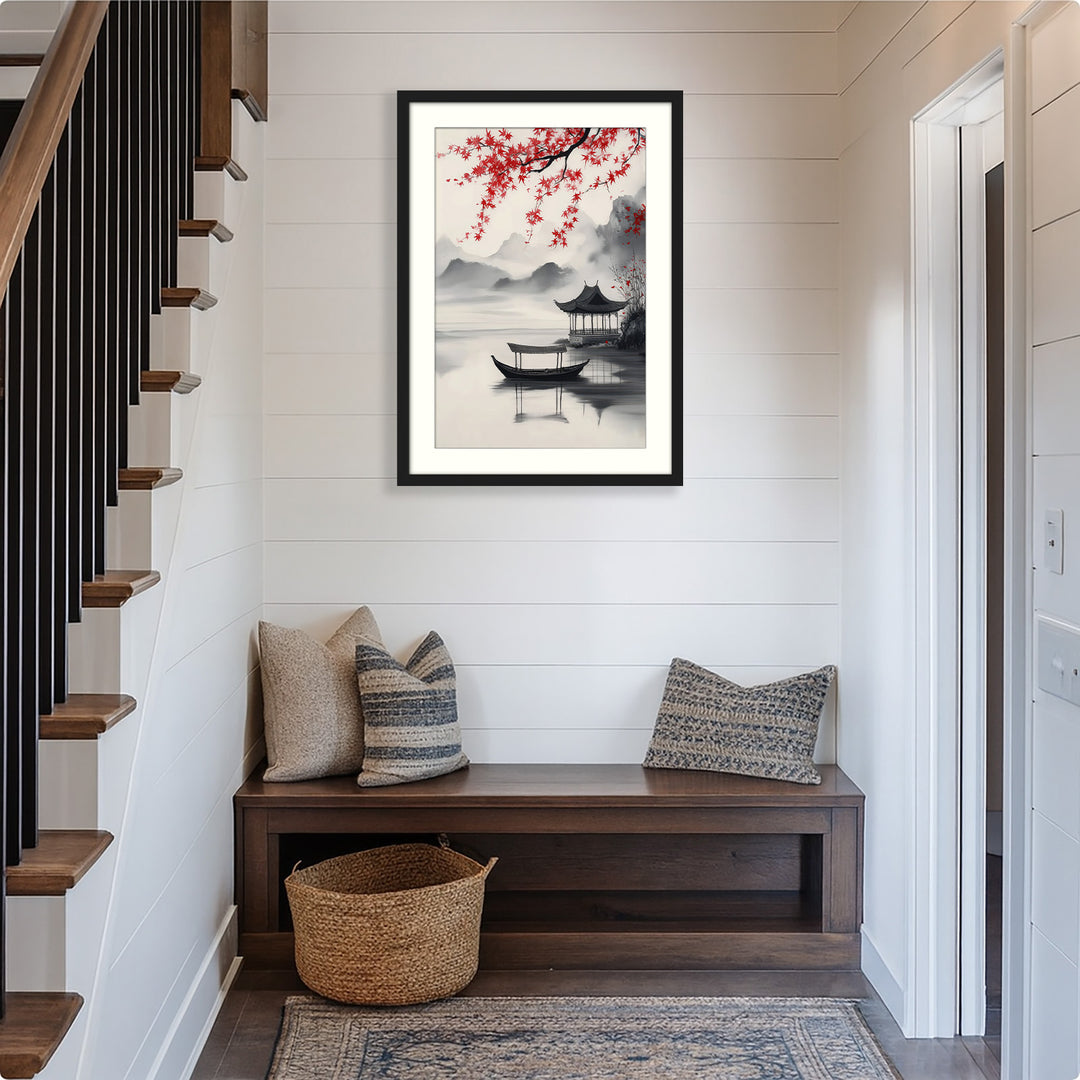Asian Lake Pavilion Wall Art Print