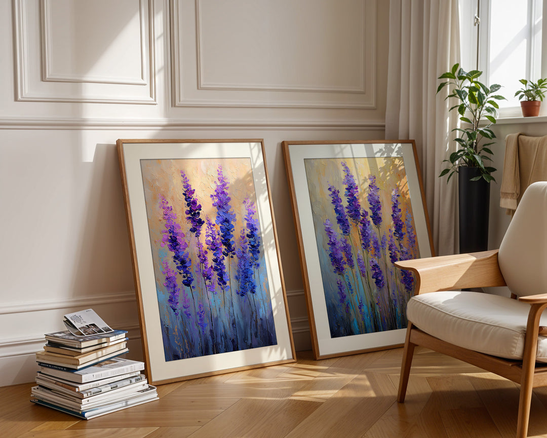 Purple Flower Wall Art Prints Set of 2