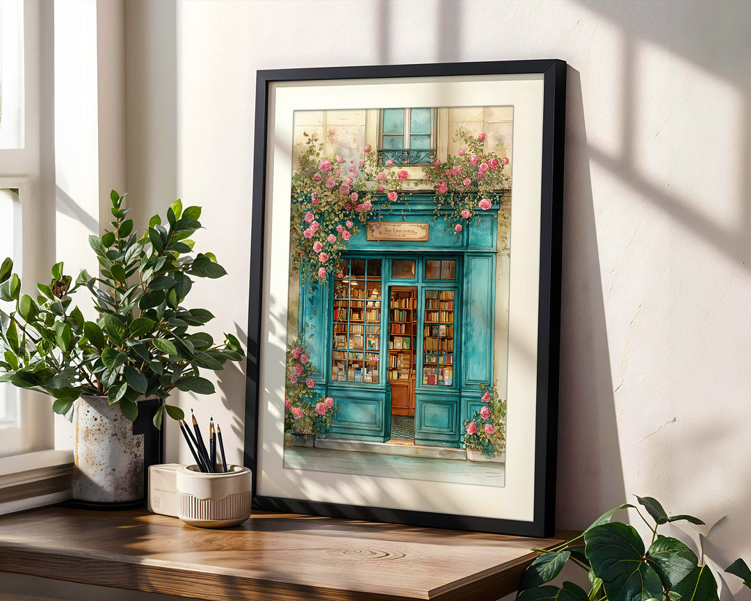 Paris bookshop wall art print
