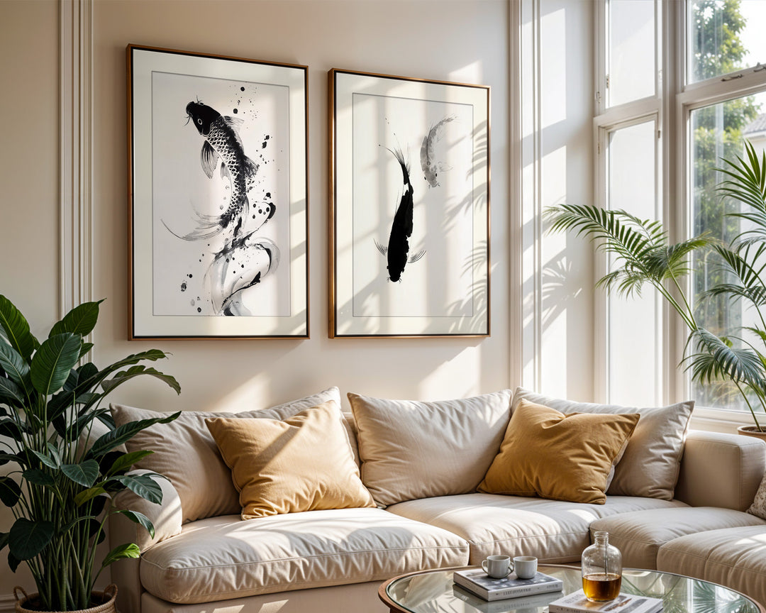 Koi Fish Art Prints Set of 2