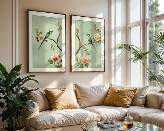 Chinoiserie Bird Floral Wall Art Prints