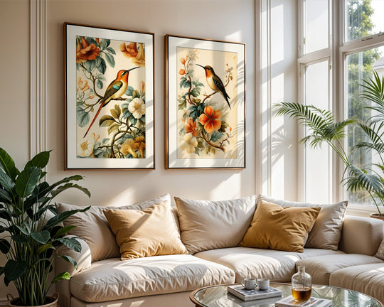 Hummingbird Floral Wall Art Prints