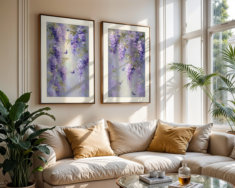 Purple Wisteria Wall Art Prints Set of 2