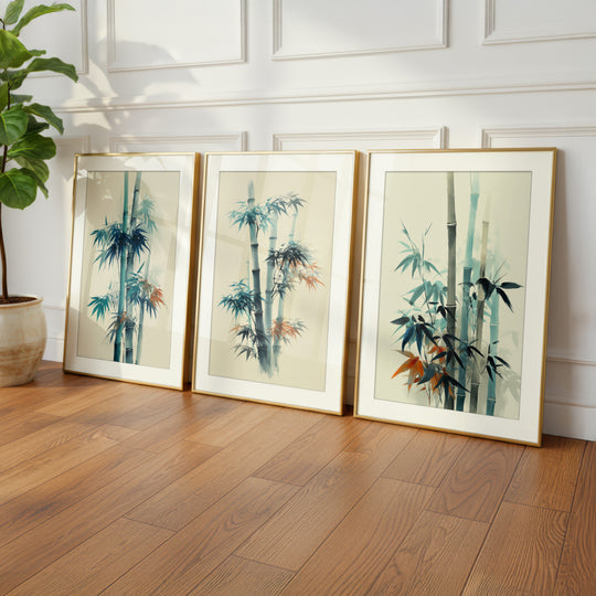 Bamboo Wall Art Prints Set of 3