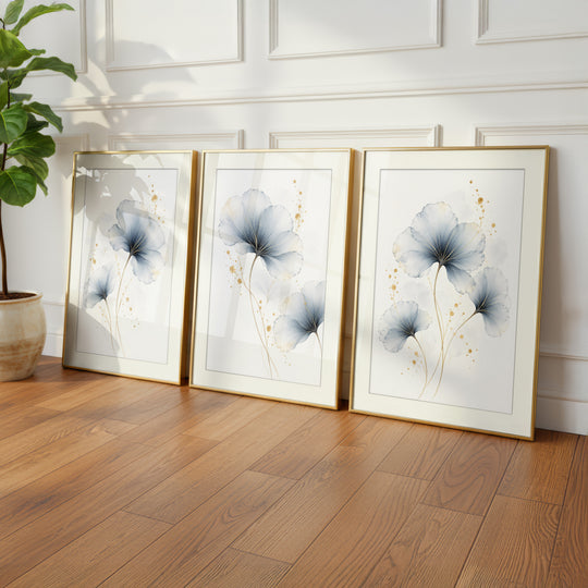 Blue Floral Wall Art Prints