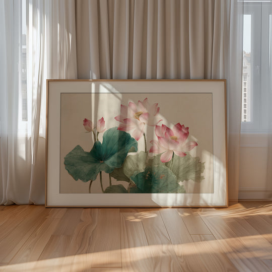 Pink lotus flower wall art print