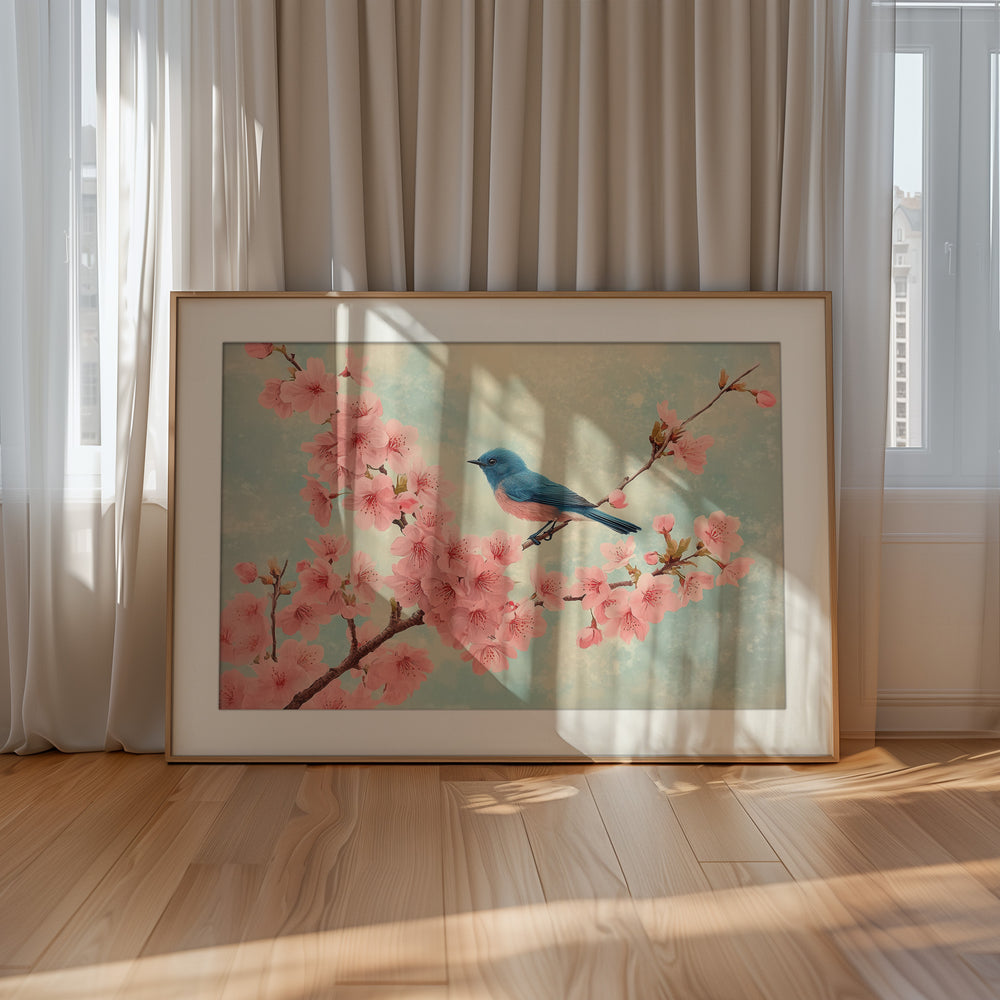 Japanese Sakura Print with Bir