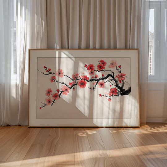 Sumi-e Cherry Blossom Print
