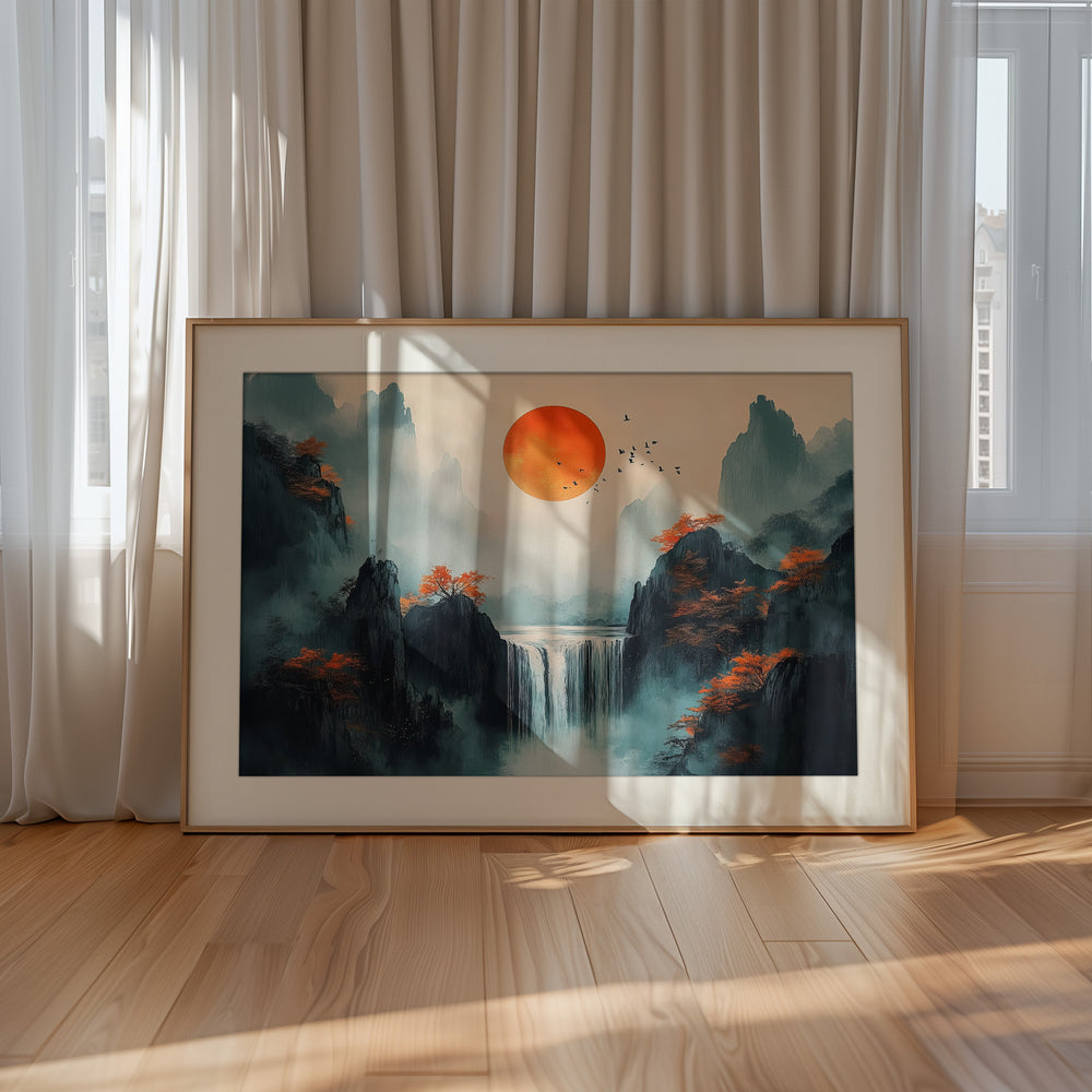 Japanese Mountain Sunrise Wall Art