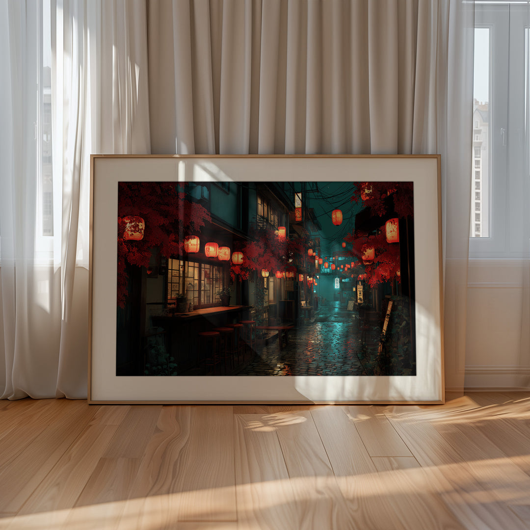 Japanese Lantern Street Wall Art