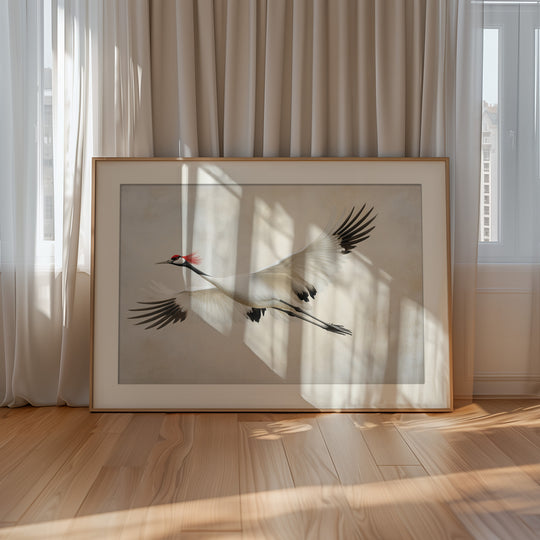 Red Crowned Crane Wall Art Print