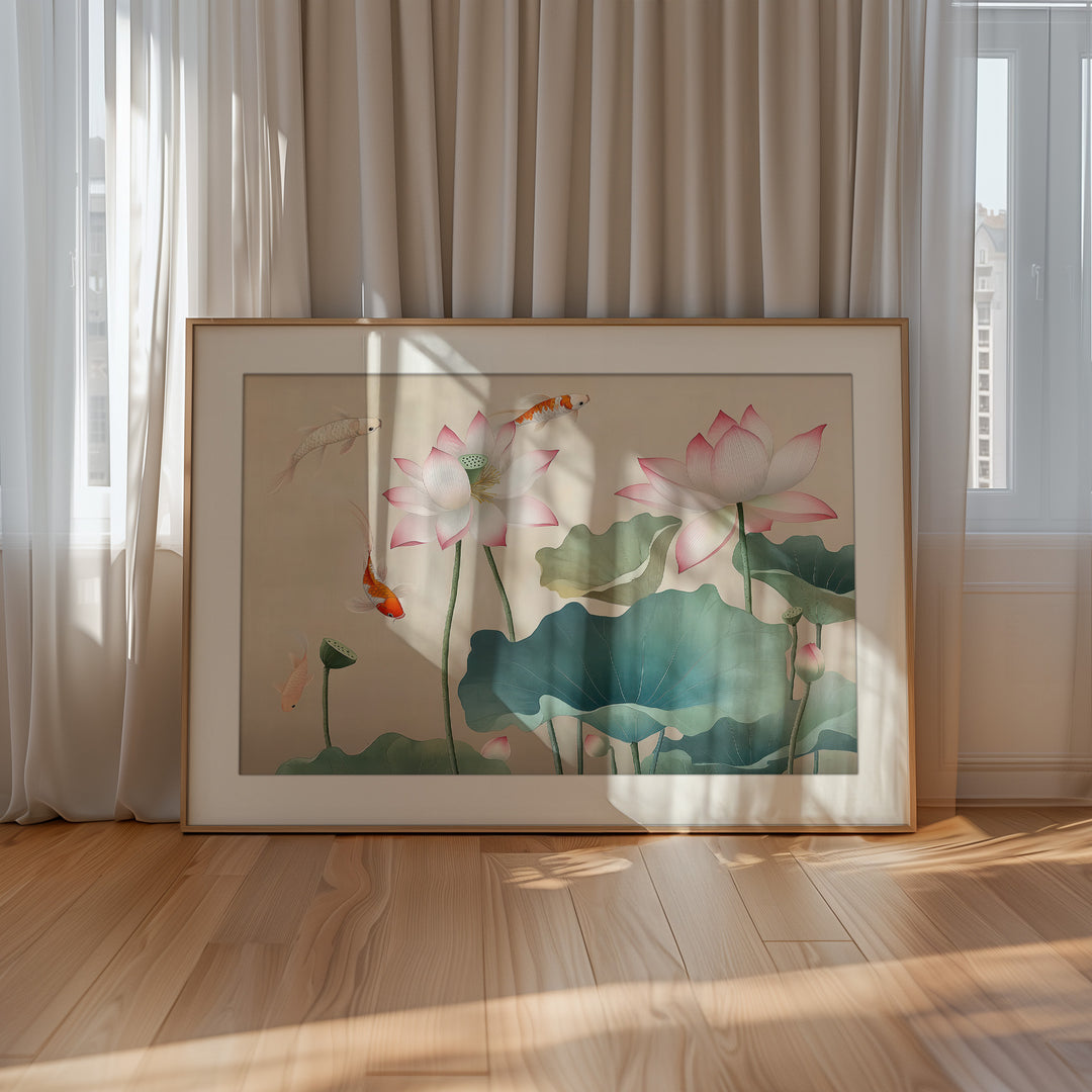Koi Fish Lotus Wall Art