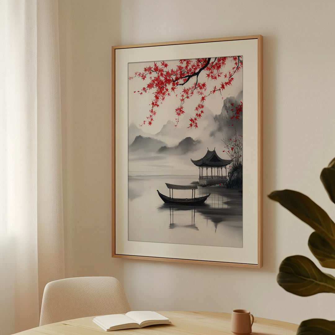 Asian Lake Pavilion Wall Art Print