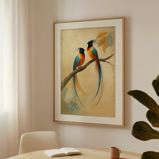 Elegant Tropical Birds Wall Art Print