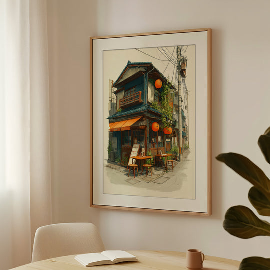 Japanese Street Cafe Wall Art Print