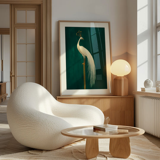 White Peacock Wall Art Print