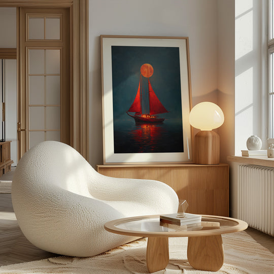 Red Sailboat Art Print