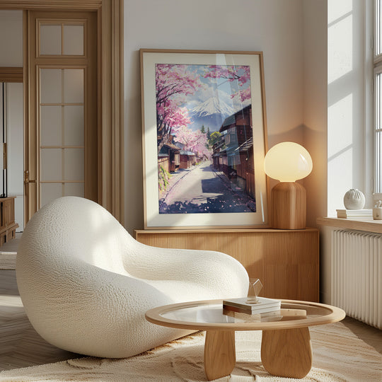 Cherry Blossom Street with Mount Fuji