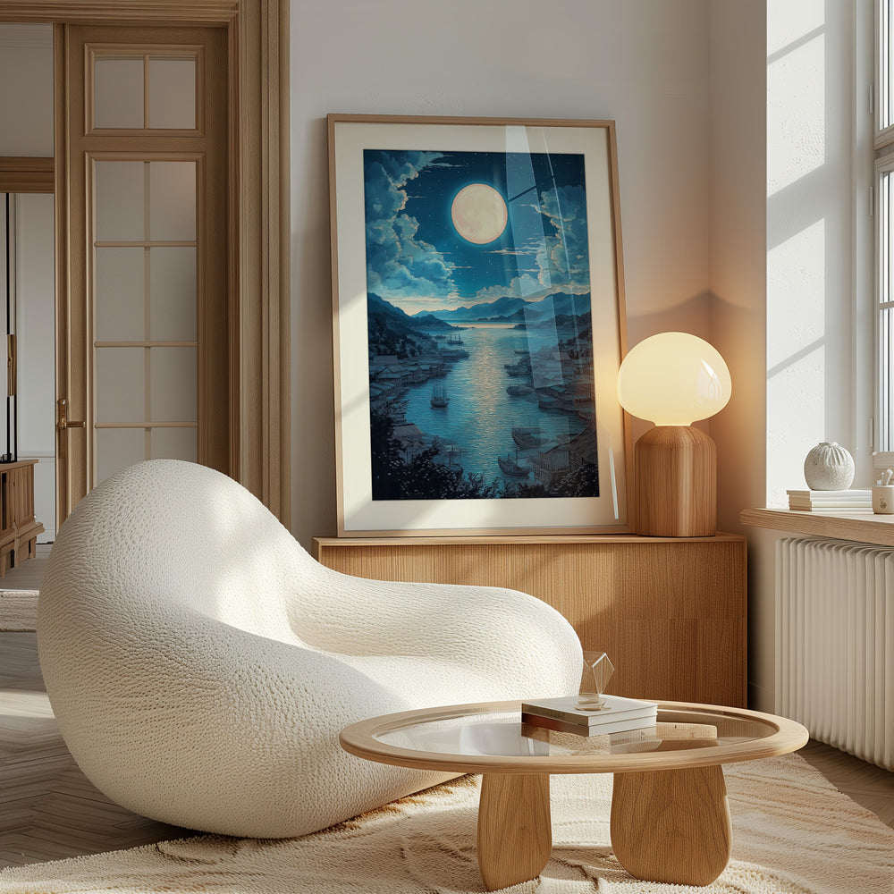 Moonlight Japanese Landscape Print