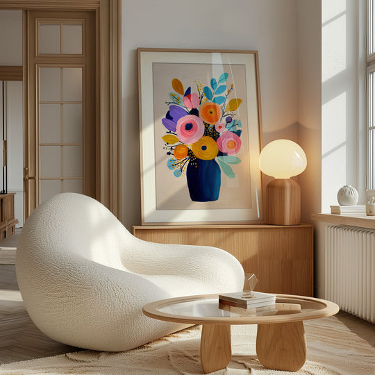 Colorful floral wall art print