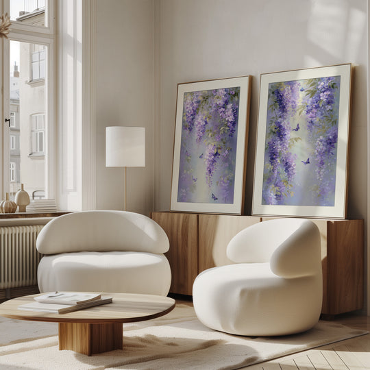 Purple Wisteria Wall Art Prints Set of 2