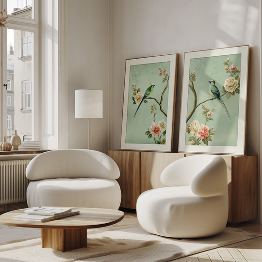 Chinoiserie Bird Floral Wall Art Prints