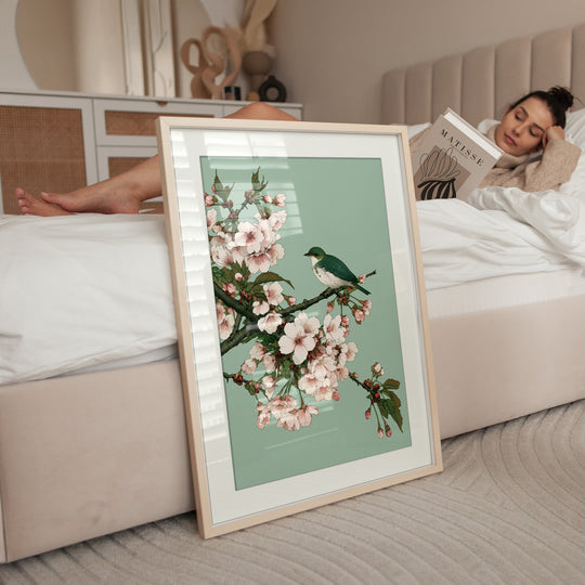 Cherry Blossom Bird Art Print