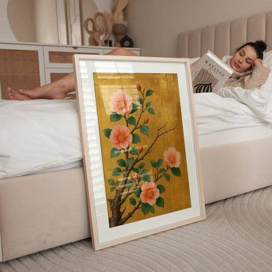 Camellia Flower Print in Rinpa Style