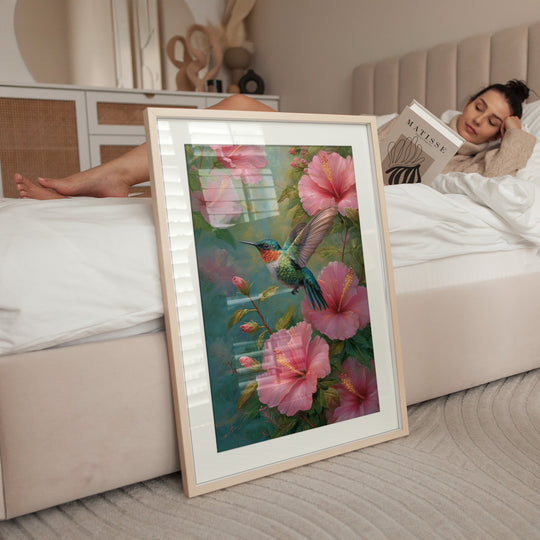 Hummingbird Floral Wall Art Print