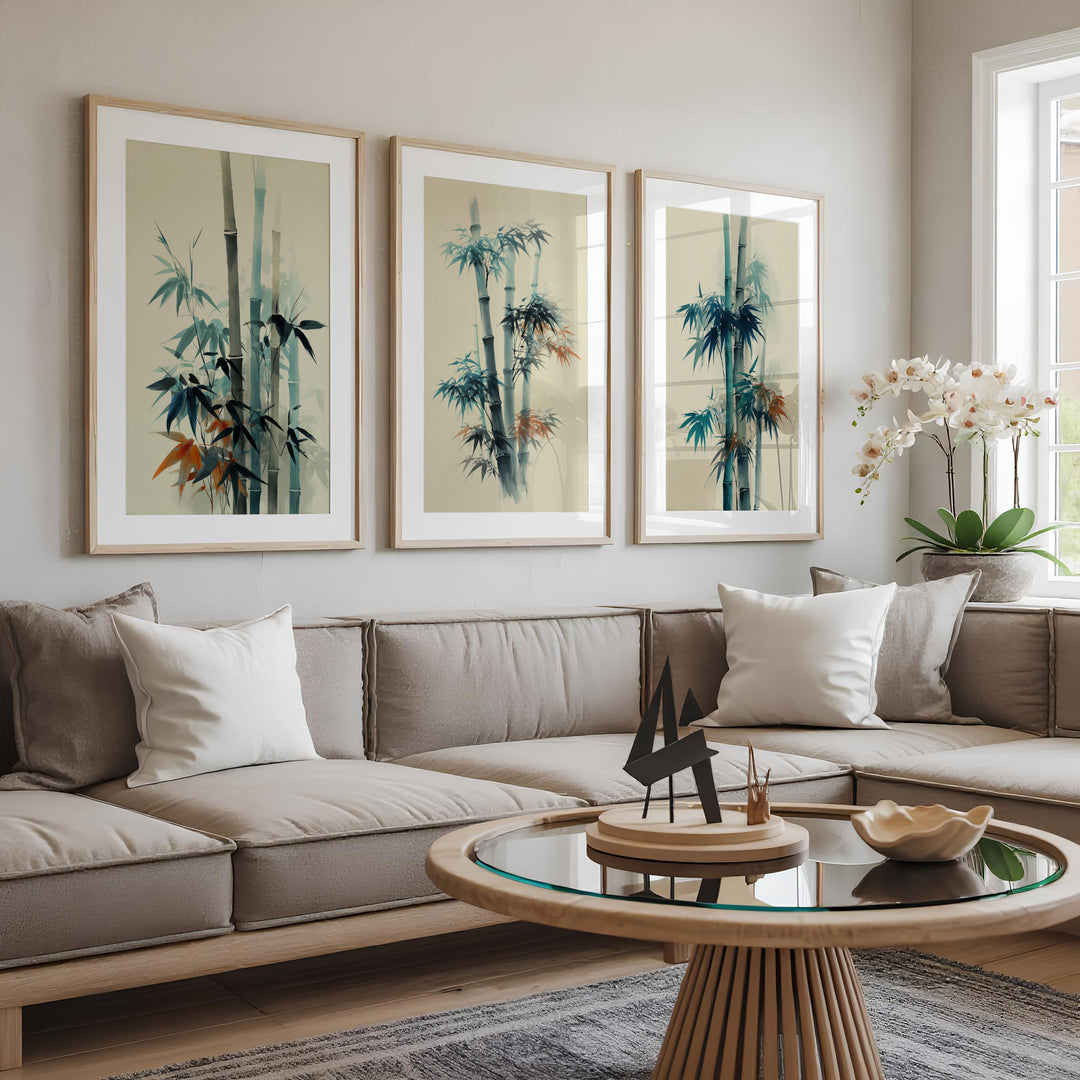Bamboo Wall Art Prints Set of 3