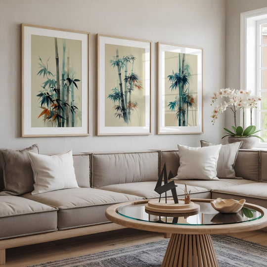 Bamboo Wall Art Prints Set of 3