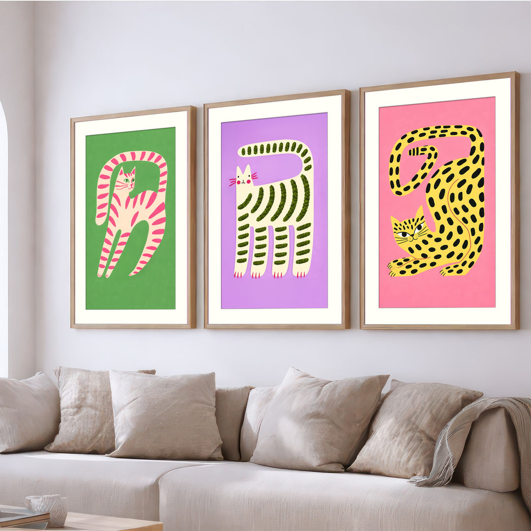 Cat Wall Art Prints Set of 3