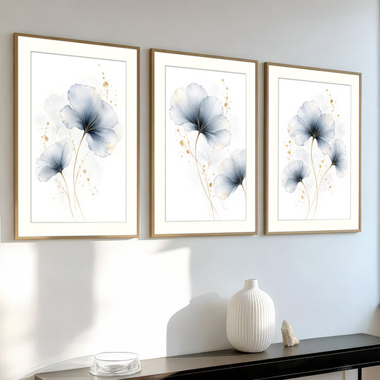 Blue Floral Wall Art Prints