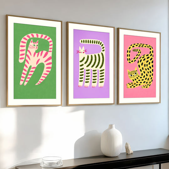Cat Wall Art Prints Set of 3