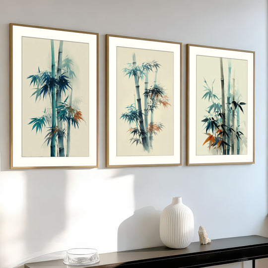Bamboo Wall Art Prints Set of 3