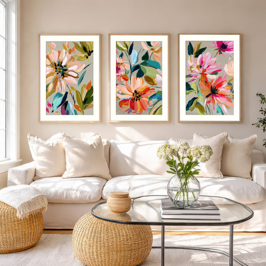 Colourful Abstract Floral Wall Art Prints