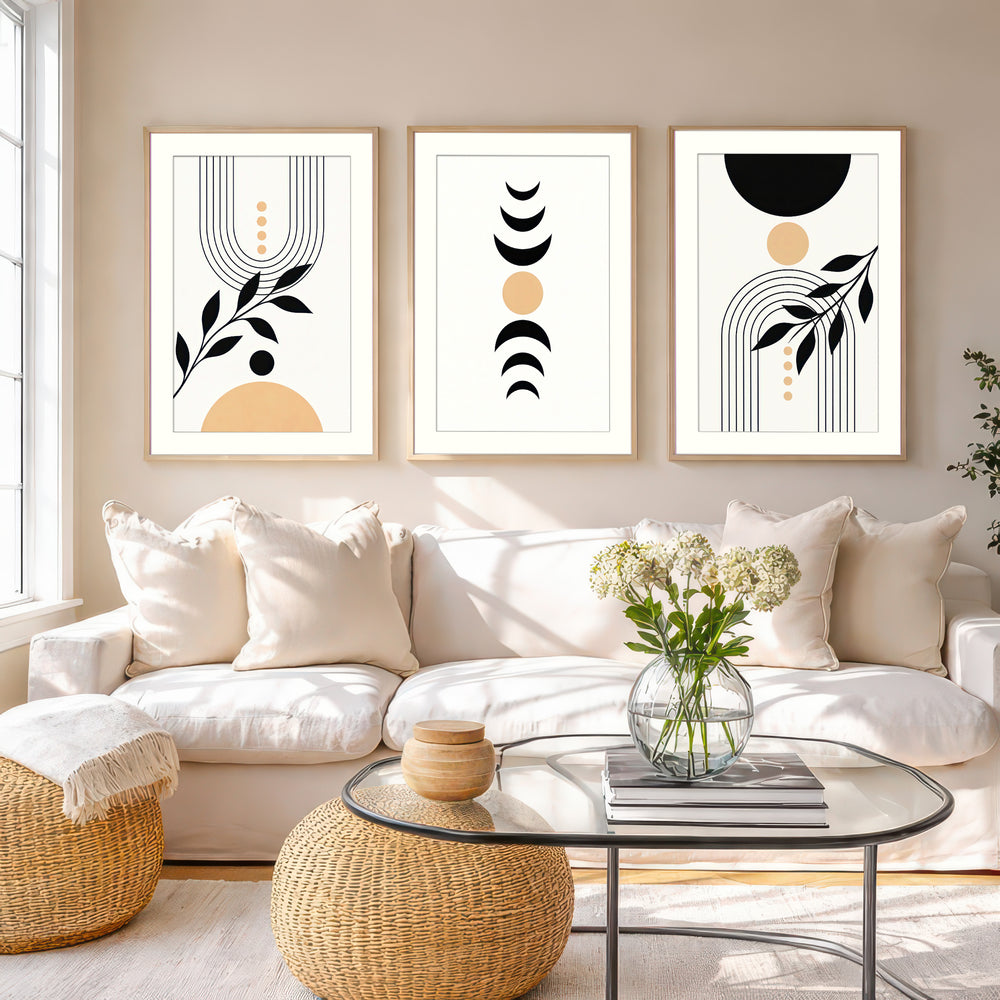 Black Beige Abstract Wall Art Prints