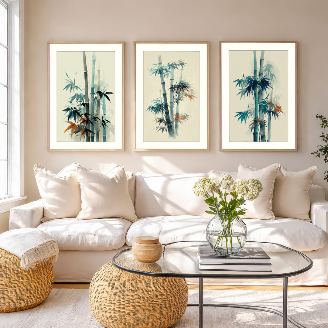 Bamboo Wall Art Prints Set of 3