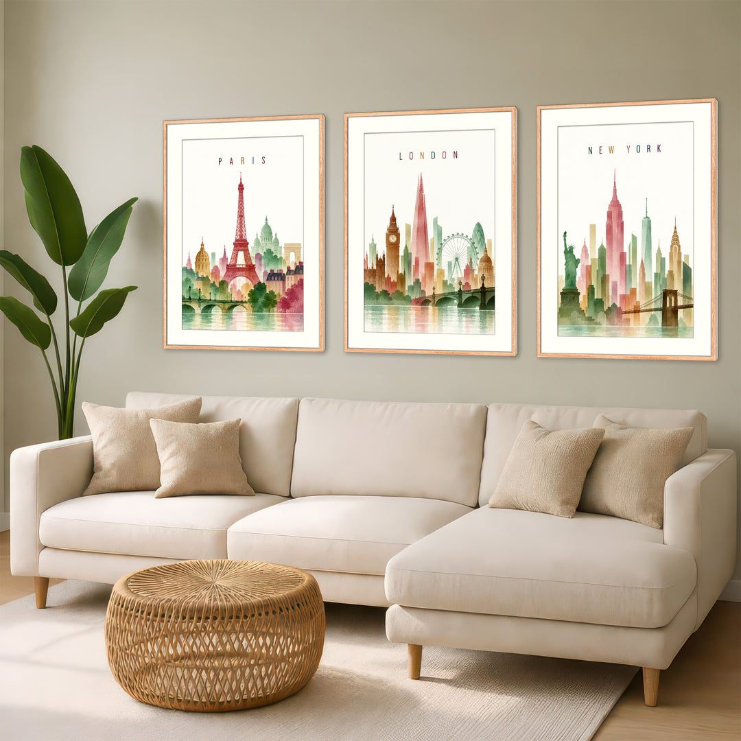 New York Paris London Wall Art Prints
