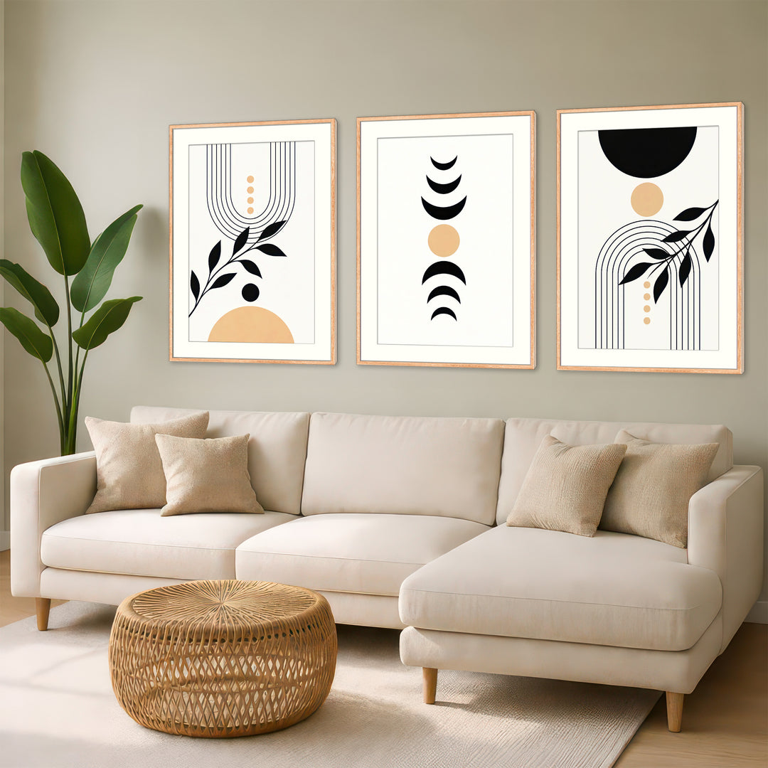 Black Beige Abstract Wall Art Prints