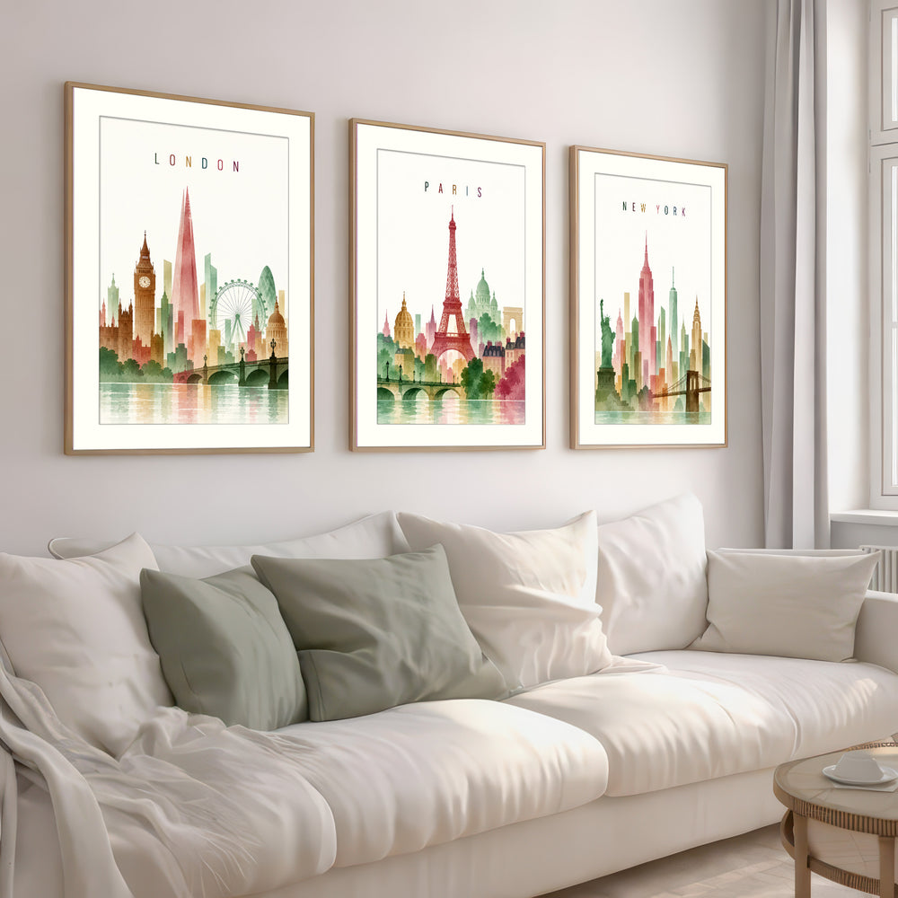 New York Paris London Wall Art Prints
