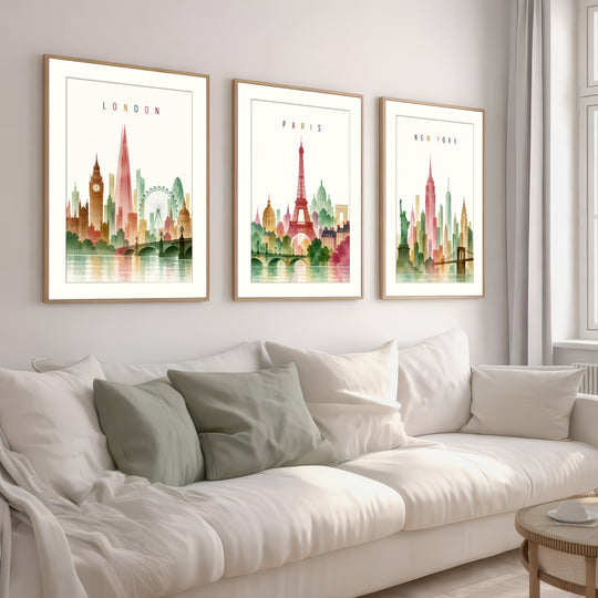 New York Paris London Wall Art Prints