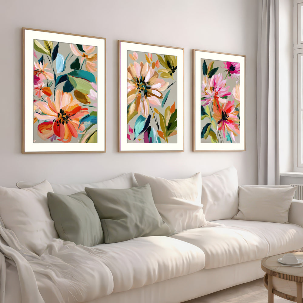 Colourful Abstract Floral Wall Art Prints