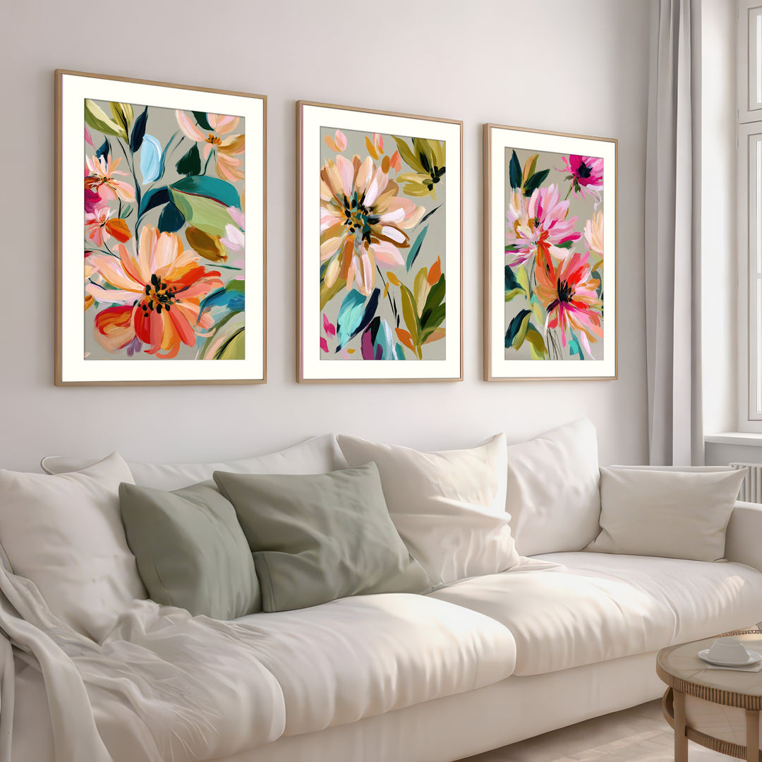 Colourful Abstract Floral Wall Art Prints