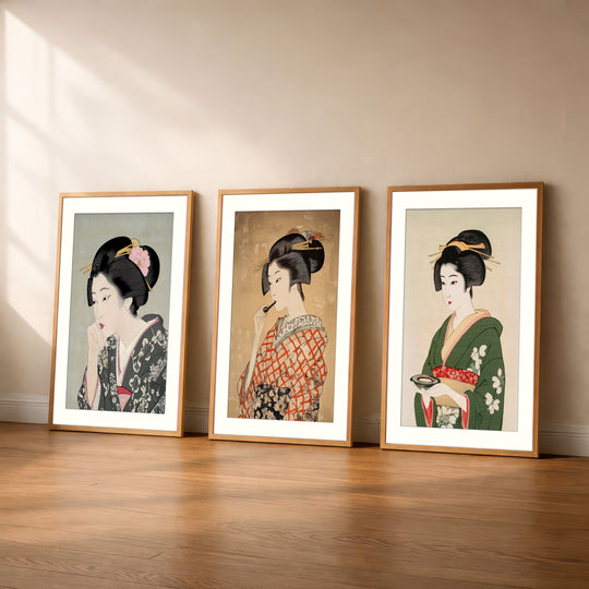 Japanese Geisha Art Prints Set of 3
