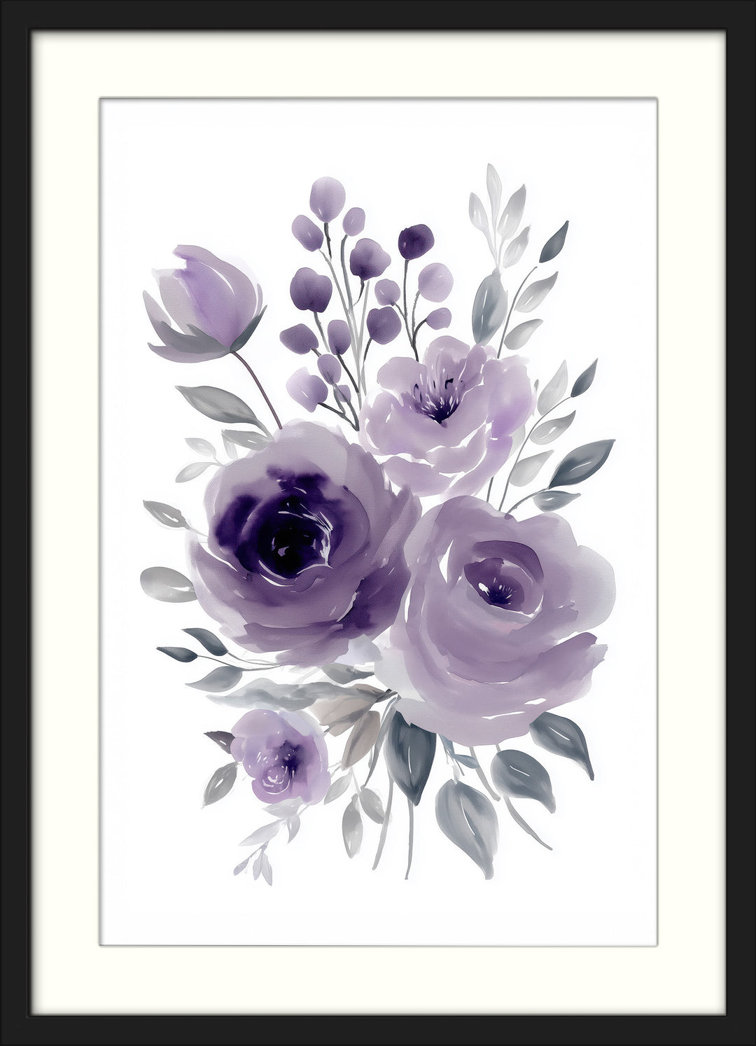 Purple Floral Wall Art Prints Set of